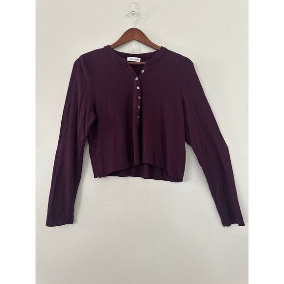 Calvin Klein Button Front Henley Top sz Large - Picture 2 of 4